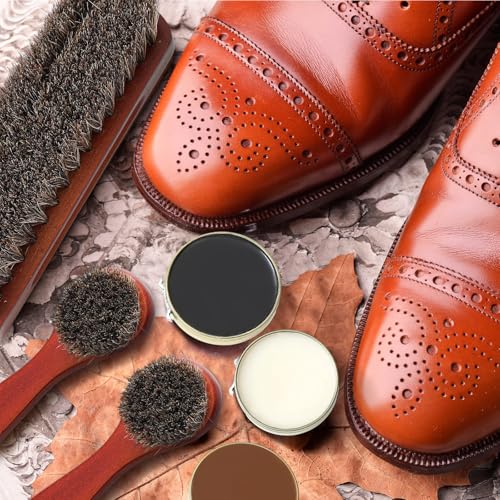 Wovnet 13 Pcs Shoe Polish Kit, Leather Boot Care Kit for Men, Black Shoes Shine Kit for Cleaning with PU Storage Bag(Black)