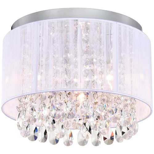 LaLuLa 18in White Crystal Flush Mount