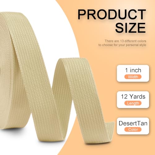 Image of CooBigo 12 Yards Webbing 1 inch & 1.5 inch & 2 inch Polypropylene Webbing Strap 1 Inch 1.5 Inch 2 Inch Wide Webbing Strapping for Bags /Lawn Chair /Pool Solar Cover DIY Crafting