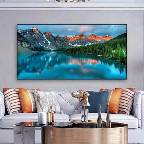 Impressions sur toile grand format de paysage lacustre multicolore