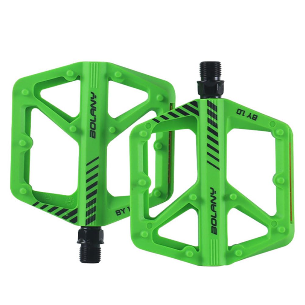 Kexpery Nylon Pedal DU Sealed Bearing Cycling Bearing Pedals with Reflector Safety Warning Pedals MTB Bike Accessories (Green)