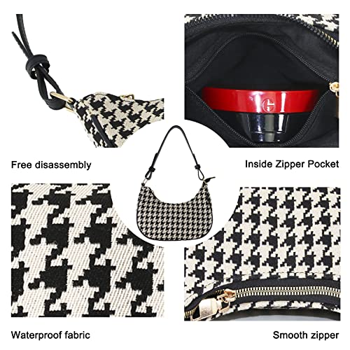 Image of Shoulder Bag for Women Crossbody Purse Hobo Bag Winter Retro Houndstooth tote with Zipper Closure (Hobo)