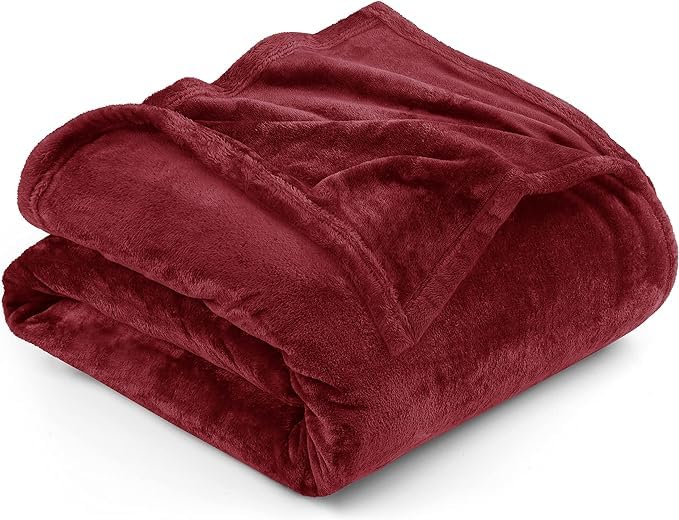 Image of SANMARINO Premium Solid Flannel Blanket for Single Bed | Super Soft Touch Plush Fleece Blanket | All Season Lightweight Yet Cozy Blanket for Bed,Sofa,Couch, Travel & Camping | 152 x228 cm (Red)