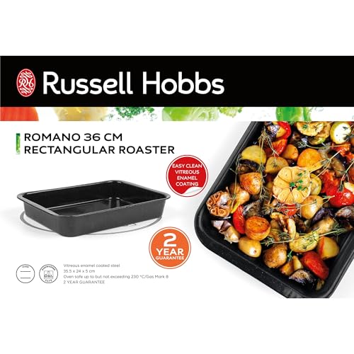 Russell Hobbs COMBO-8235A Baking Tray and Roaster Set, 5 Piece Vitreous Enamel Coated Steel Pans, with Roasting Tins, Chop Tray, Flat Oven Sheet, Easy Clean, Romano Collection, Black - Image 5