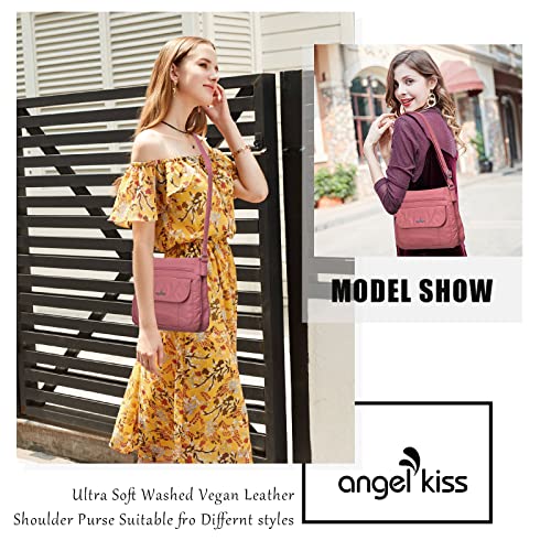 Image of Angelkiss Small Womens Crossbody Bag Leather Shoulder Purse for Women Hobo Bag with Adjustable Shoulder Strap