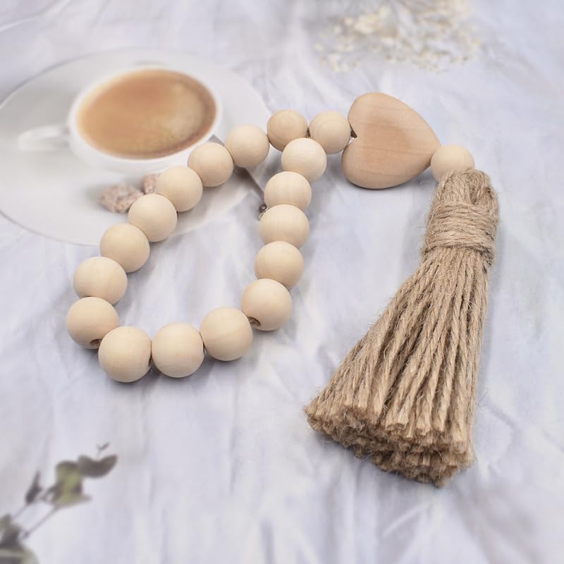 Miniatura 2 de Guirnalda de cuentas de madera para decoración del hogar, cuentas de granja para estantes, manto, café, sala de estar, mesa de comedor, cuentas de