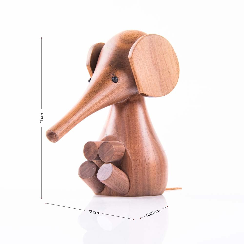 GIBOX Wooden Baby Elephant Showpiece Decor | Small Statue for Animal Lovers | Unique Decorative Item for Home, Office Table | Cute Stylish Accent for Shelf, Table, TV Cabinet (Baby Elephant)