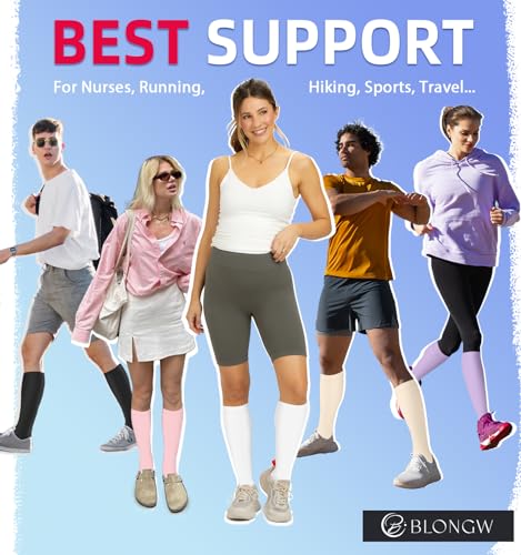 Compression Socks for Women & Men Circulation (4 Pairs) 15-20 mmHg is Best Support for Nurses Running Hiking Travel2