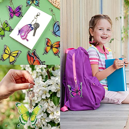 10 PCS Butterfly Diamond Painting Keychains Kit Double Sided Diamonds Art Key Rings Hanging 5D Diamond Ornaments Butterfly Full Drill Diamonds Pendants for Spring Summer Beginners Adults DIY Crafts by Augisteen - Image 6