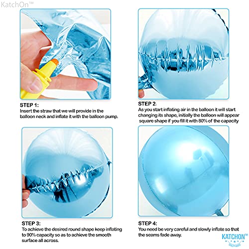 Image of KatchOn, Light Blue Foil Balloons - 22 Inch, Pack of 6 | Light Blue Metallic Balloons | Baby Foil Balloon for Gender Reveal Decorations | Shark Theme Birthday Decor | Under The Sea Party Decorations