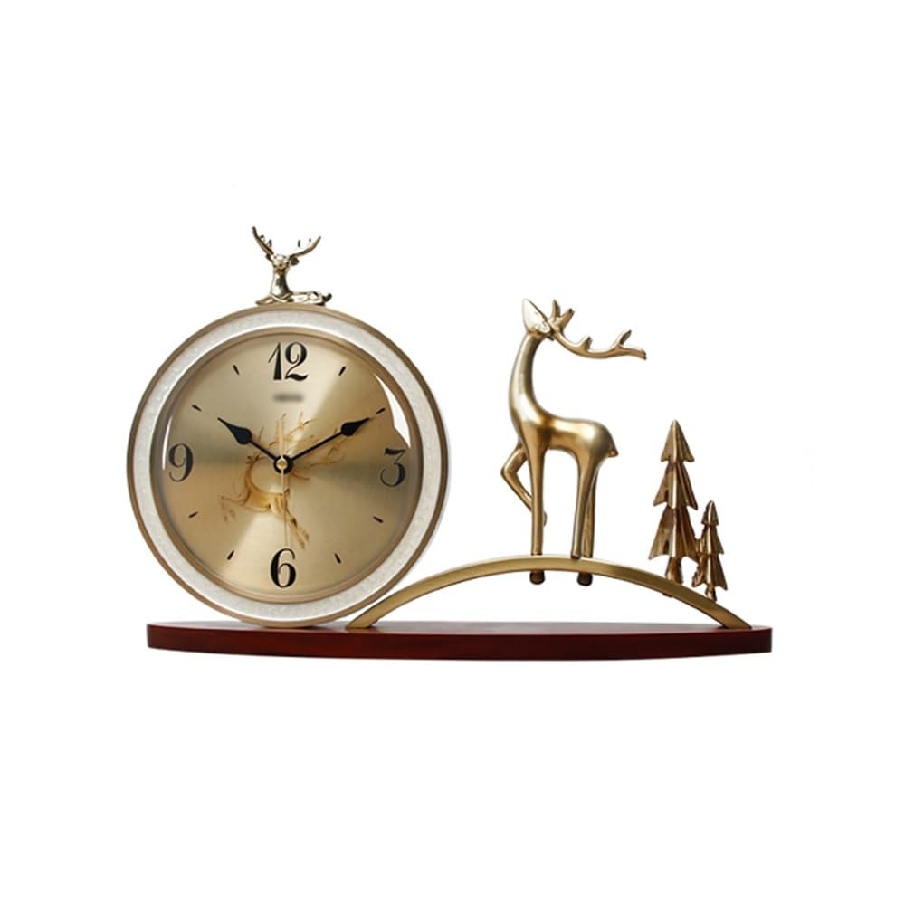 S5b8W3g7 Mantel Clocks Light Luxury Silent Table Clock Living Room Large Ornaments Bedroom Desktop Creative Quartz Desk Decorate(Gold)