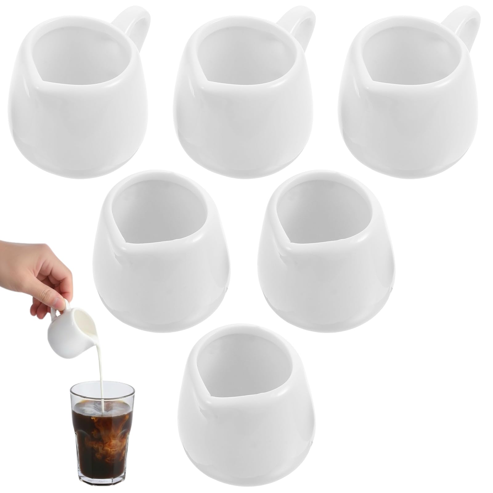 Housoutil Keramik Milchkännchen 6Er Set 4.80X4.30X4.10Cm 120Ml Saucenbecher Praktische Kleine Milchbecher Für Kaffee Milch Servieren Elegantes Design Für Küche Und Café