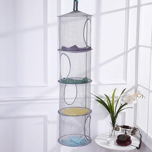 DIYARTS Hanging Mesh Storage Net, Hanging Storage Basket, Space Saving Organizer, 4-Tier Foldable for Soft Toys Teddy Clothes Sundries Kids Children's Bedroom