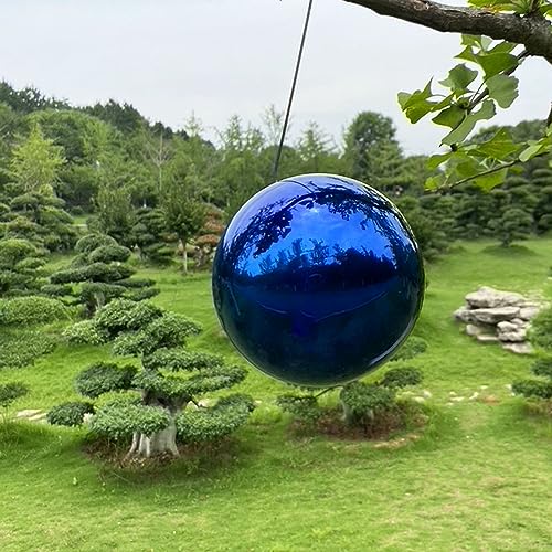 Missmore 6 Inch Gazing Globe Mirror Ball in Blue Stainless Steel, Polished Hollow Ball Reflective Garden Sphere Floating Pond Balls for Home Garden（Blue, 6 Inch） - Thumbnail 5