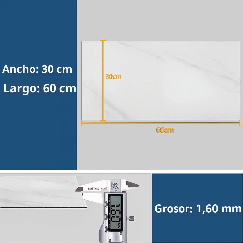 VEELIKE Adhesivo para Suelo de Mármol Azulejo de Baño Impermeable Autoadhesivo para Salpicaduras de Cocina Adhesivo para Azulejos Pelar y Pegar Decoración de Sala de Estar 24 Piezas 60cm x 30cm