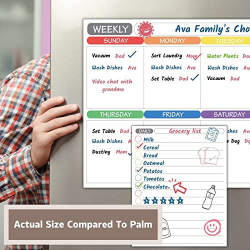 Goldforest Magnetic Dry Erase Whiteboard Calendar Set Of 3 For Fridge & Wall - Monthly, Weekly & Daily Organizer Planner And Grocery List, 4 Markers & Eraser For Family Kitchen Schedule 2023 Reusable #TOP6