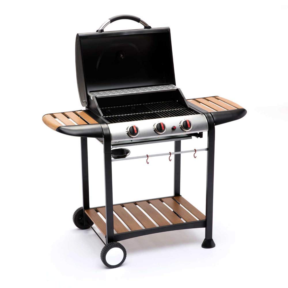 3-palnikowy grill gazowy z drewnianymi półkami Asado 3F