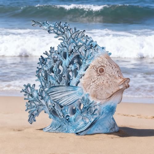 Escultura Pez Coral Oceánico Grande de Resina