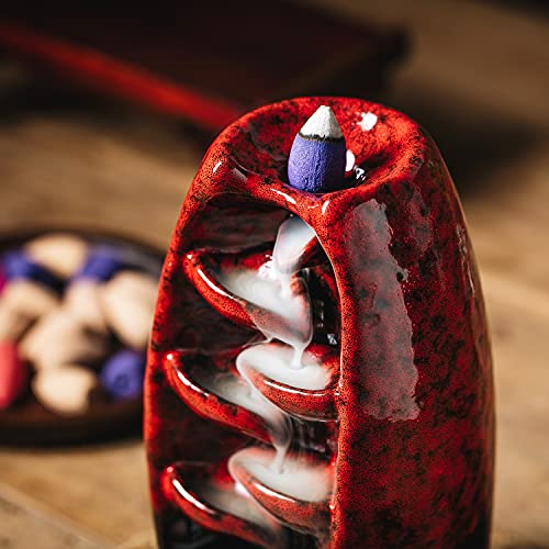 INONE Ceramic Incense Burner with 120 Cones, Waterfall Backflow Incense Holder, Aromatherapy Ornament, Zen Decor, Home… - Image 5