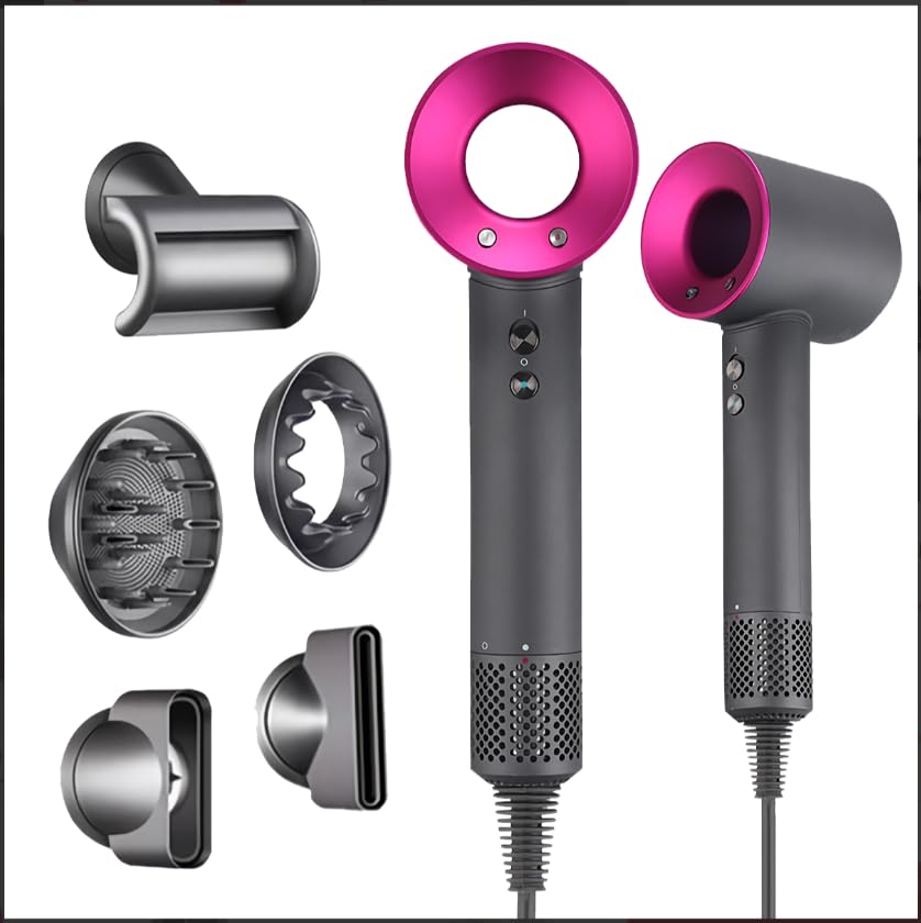 Secador de pelo 5 en 1 profesional Super Hair Dryer de nueva generación 1600W Secado rápido y constante Frío/Calor 3 velocidades Alta potencia para uso Doméstico y de Viaje (Versión Completa)