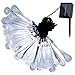 GDEALER Solar Outdoor String Lights 20ft 30 LED White Water Drop Solar String Fairy Waterproof Lights Christmas Lights Solar Powered String Lights for Garden, Patio, Yard, Home Parties