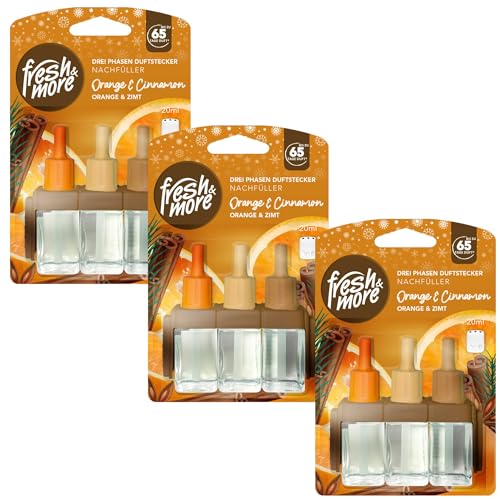 Fresh & More Nachfüller 3x 20ml Duft Orange&Cinnamon - kompatibel mit Febreze & Ambi Pur 3Volution Duftstecker