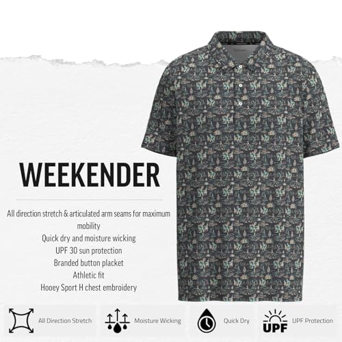 Camiseta polo para hombre HOOEY Weekender | Elástica, con tecnología anti-transpiración y secado rápido, UPF 30, para uso casual, al aire libre y deportivo miniatura 3