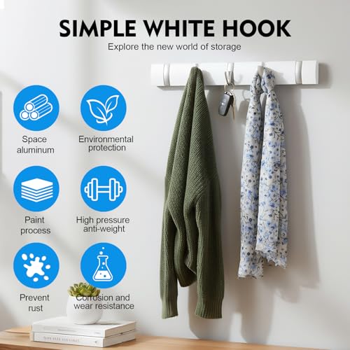 Perchero abatible de pared autoadhesivo para colgar sombreros y bufandas 5
