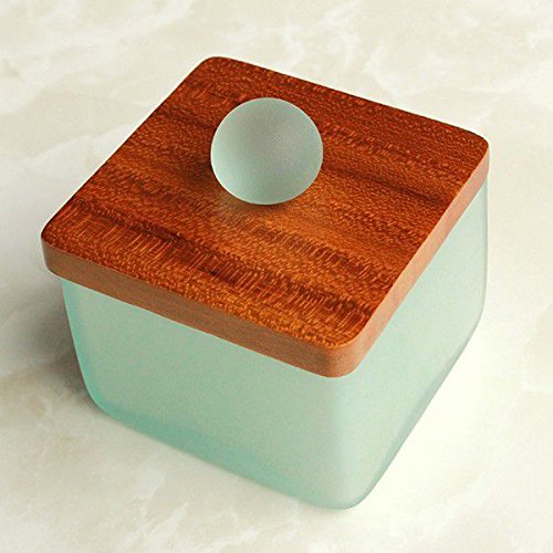 Amazon｜フタ付ガラスコットンケース フロストタイプ ブラウン 8×8×8cm