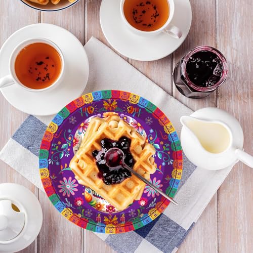 50 Platos de Papel Día de los Muertos 7 Pulgadas Morado miniatura 6