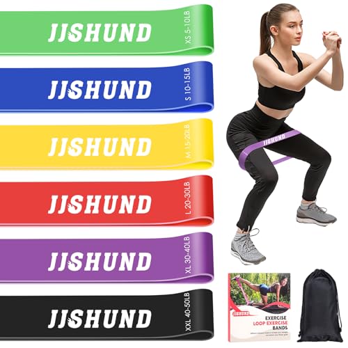 Image of 6 Pcs Resistance Bands for Working Out, Exercise Loop Bands for Women and Men, Elastic Stretch Bands Workout Bands for Yoga Pilates Fitness Home Gym Body Stretching Booty Legs Strength Training