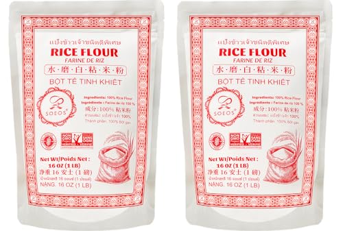 Soeos Thai Rice Flour 32 Ounce (Basic), Rice Flour for Bakin...