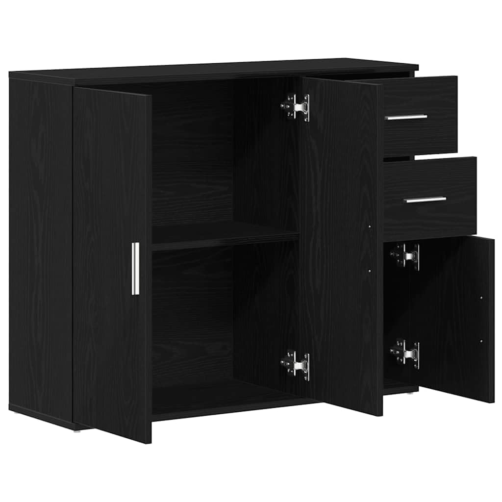 vidaXL Credenza Rovere Nero 91x29,5x75 cm Legno Massello di Argilla