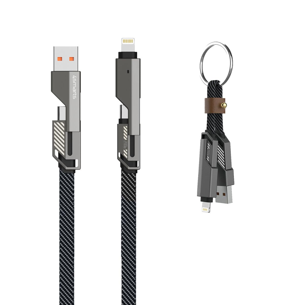 Płaski przewód USB-C 240 W, 1,5 m i brelok, grafitowy 4smarts