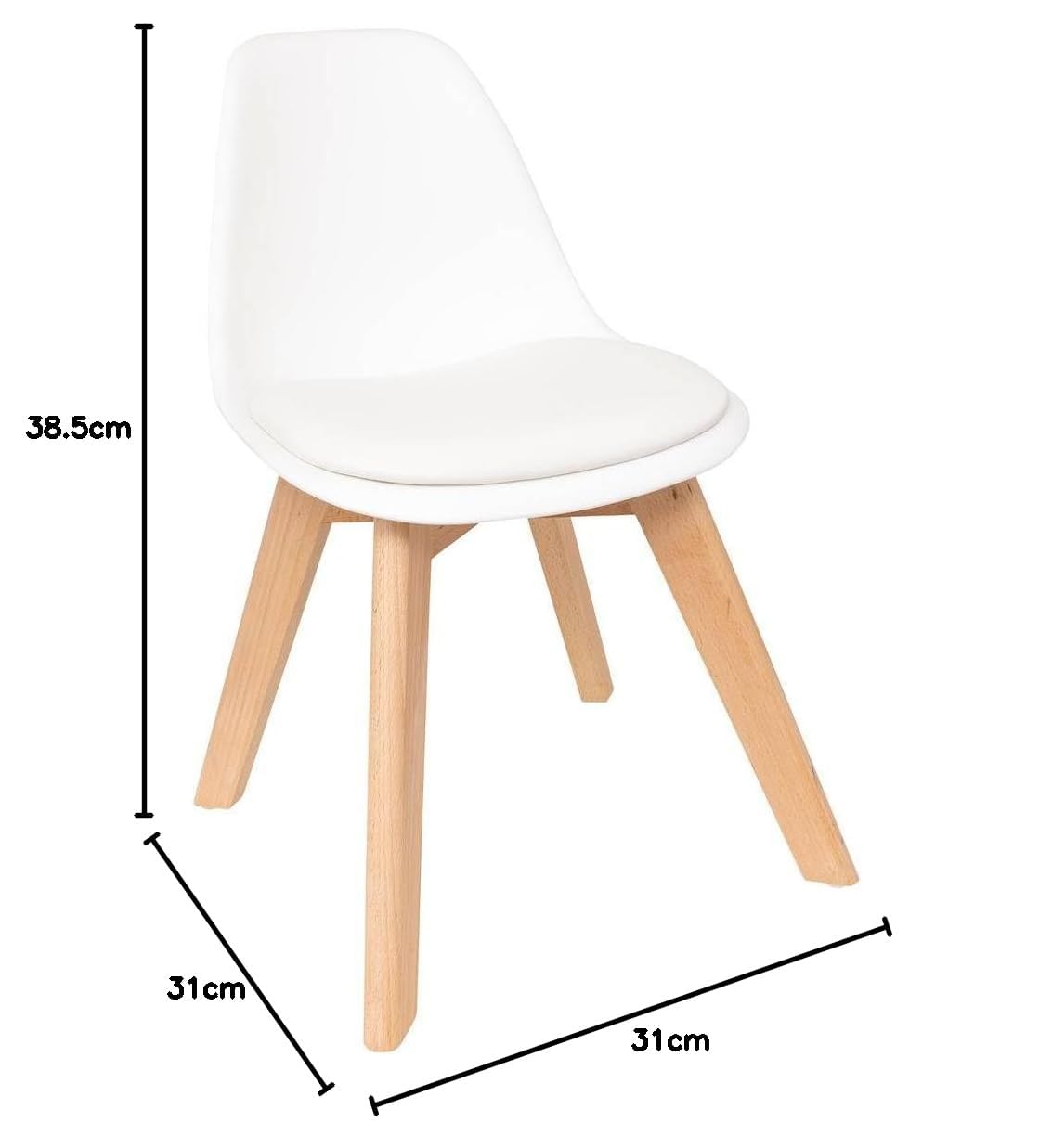 Atmosphera Créateur d'Intérieur - Chaise Enfant Baya Blanc - Plastique et Hêtre - Salle à Manger, Chambre, Bureau, Salon - Confortable Coussin Intégré
