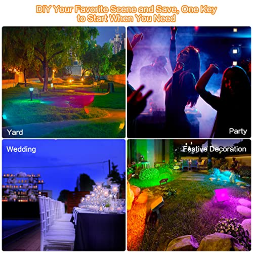 Hitish Led Flood Lights Outdoor, Smart Rgb Color Changing Floodlight With Multi Scene Modes & Music Modes, Ip66 Waterproof Landscape Lights With Smart App & Voice Control For Patio Garden Yard, 6 Pack #TOP6