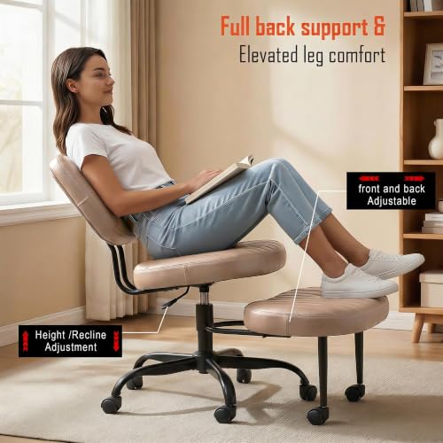 Image of DROGO Meditura Ergonomic Cross Legged Office Chair with 360 Wheels, ADHD Chair for Adults, Meditation Chair, Yoga Office Chair, Comfortable Back Support, 4.7' Adjustable Height & Recline (Brown)