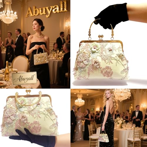 Image of Evening Bag Vintage Purse Kiss Lock Purses and Handbags for Women Formal