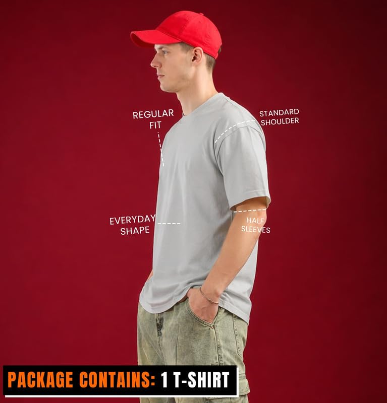 Image of Sleepynuts Men's Regular Fit Round Neck Half Sleeves Solid Casual Wear T-Shirt