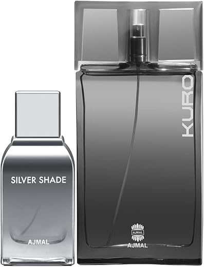Ajmal Silver Shade EDP Citrus Woody Perfume 100ml for Men and Kuro EDP Aromatic Spicy Perfume 90ml for Men FREE