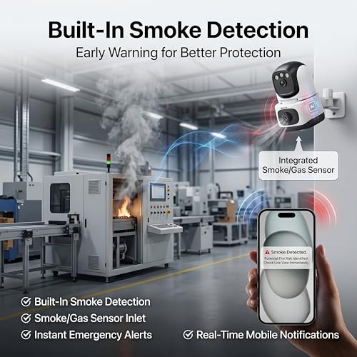 Image of Golens WC23K Smart Smoke Detector with Built-in 1080P HD WiFi Camera | Motion & Smoke Detection | Pan /Tilt View | Full-Color Night Vision | Two-Way Audio | Mobile App Control