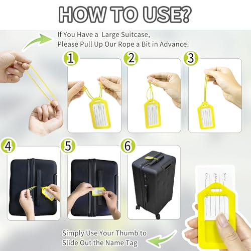 Luggage Tags for Suitcases: 6 Pack Travel Tags for Luggage, Bright Luggage Bag Tags with Waterproof Film Name Tags for Kids Adults Travel Accessories Must Haves - Bag Tags for Backpacks4