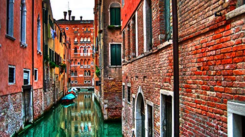 17X10ft Fabric Venice Canal Narrow Alley Backdrop, Vibrant Urban Scenery