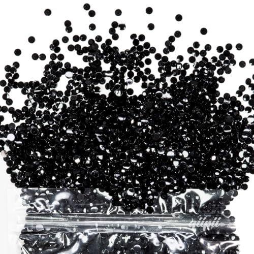 qiipii 10500PCS 5mm Black Resin Rhinestones for Crafting Pure Black Flat back Jelly Resin Stones Big Bulk SS20 Non-Hotfix Dark Black Diamonds Gems for Nails Face Eyes Makeup Tumblers Bottle DIY Crafts