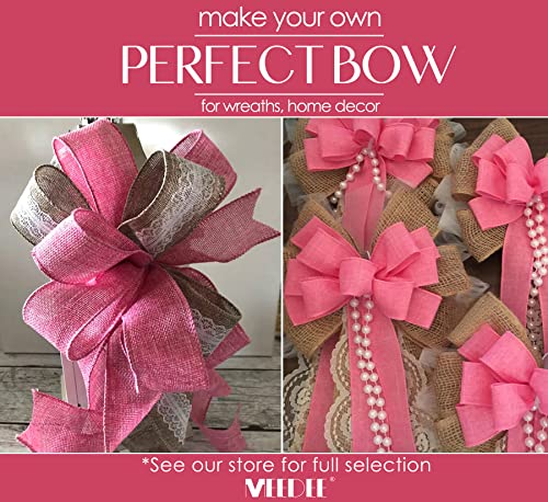 Meedee Valentine Ribbon Hot Pink Burlap Ribbon Wired 2.5 Inch X 10 Yards For Wreath Supplies Gift Wrapping Crafts #TOP3