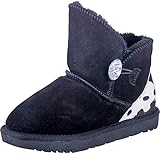 Almwerk Damen Winter-Stiefel Boots Kurzschaft aus Echtleder warm gefüttert mit Fell in braun und schwarz, Größe:40, Farbe:Schwarz