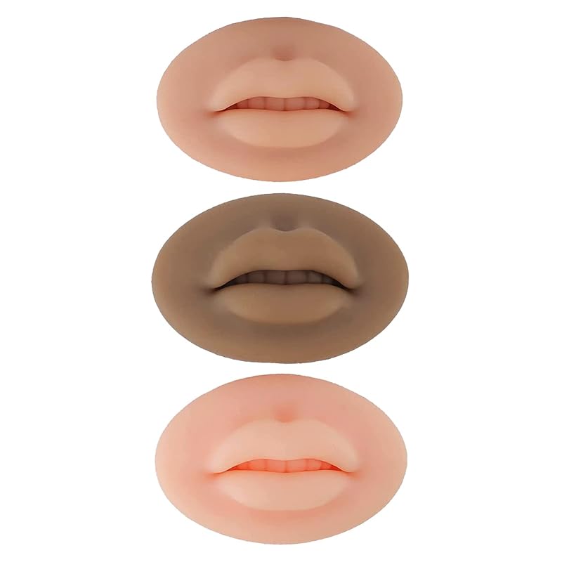 DANLIKT Kit com 3 modelos de lábios de silicone para prática de maquiagem permanente e tatuagem