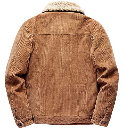 LOUECHY Men's Corduroy Sherpa Lined Trucker Jacket Thickened Warm Winter Coats2