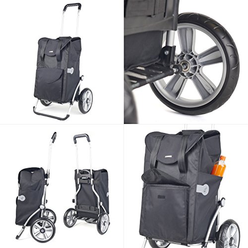 Andersen Einkaufstrolley Royal mit kugelgelagertem Rad 25 cm und Einkaufstasche Senta schwarz 49 Liter – Bild 6
