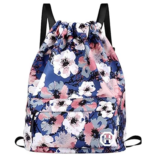 Sport Swimming Yoga Drawstring Backpack - Horsky Anime Leaf Shoulder School Bag Lightweight for Students Teens Boy Girl Travel Camping 35 L (Plum Blossom)